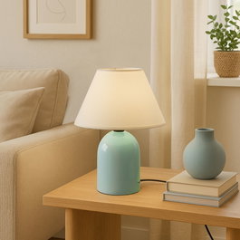 Opviq Lámpara de Mesa de Cerámica Crema